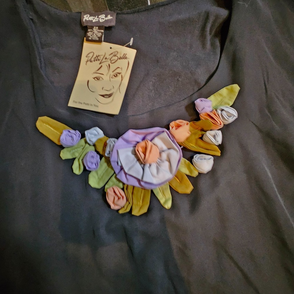 Patty La Belle SZ 2X Sheer Poncho Overlay W/Tank Lining Floral Boho,Flowy - Picture 10 of 16